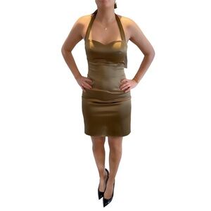 Jovani Halter Dress Gold